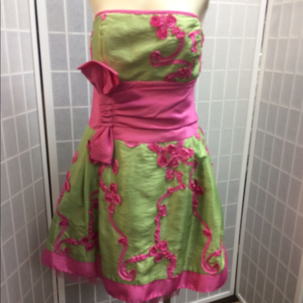 Adriana Papell woman Cocktail Dress green pink SzM
